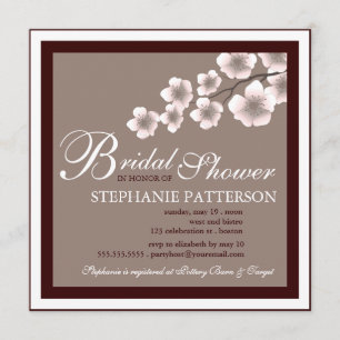 Kirschblüten-Brautparty-Einladungs-Rosa Brown Einladung