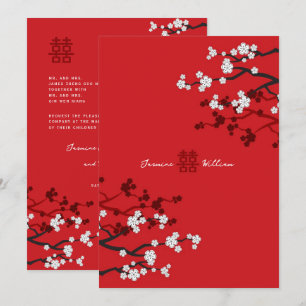 Kirschblüten & Chinesische Hochzeit mit doppeltem  Einladung