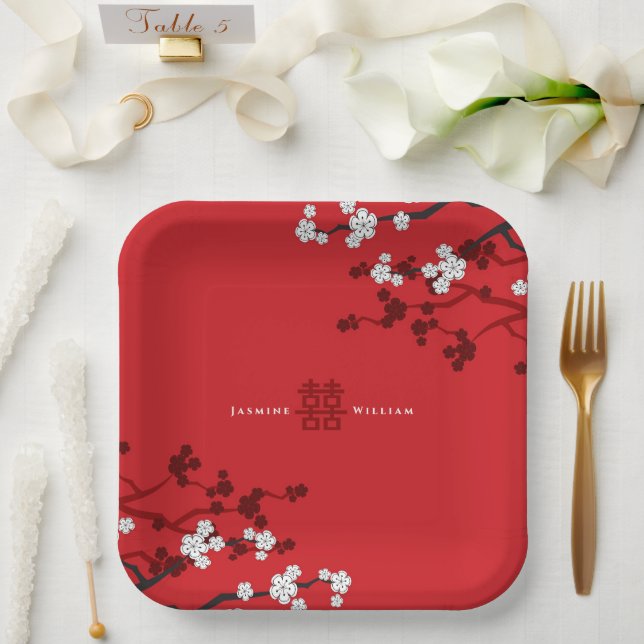 Kirschblüten & Chinesische Hochzeit mit doppeltem  Pappteller (Hochzeit)