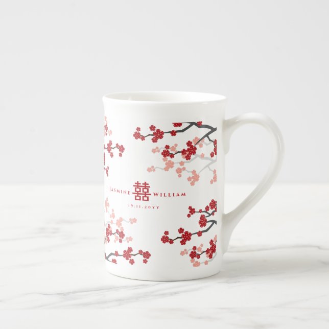 Kirschblüten & Chinesische Hochzeit mit doppeltem  Prozellantasse (Rechts)