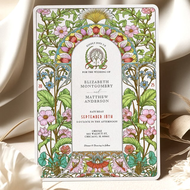 Kirschblüten & Cornblumen Jugendstil-Hochzeit Einladung (Von Creator hochgeladen)