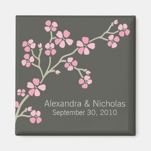Kirschblüten-Designer-Gastgeschenk Hochzeit (Rosa Magnet