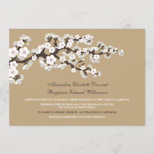 Kirschblüten Einladung zur Hochzeit (Champagner)