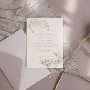 Kirschblüten Elegant ECHTES Roségold Hochzeit Folieneinladung