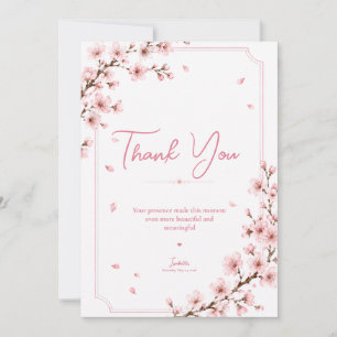 Kirschblüten Elegante Botanische Florale Wasserfar Dankeskarte
