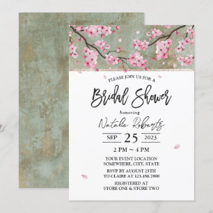 Kirschblüten Elegante Florale Hochzeitsdusche Einladung