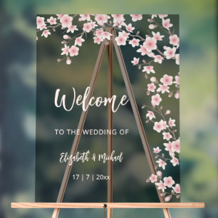 Kirschblüten erröten Rosa Schwarze Hochzeit Acrylschild