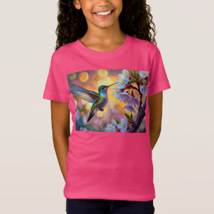 Kirschblüten-Fantasie-Sonnenaufgang Kolibri T-Shirt