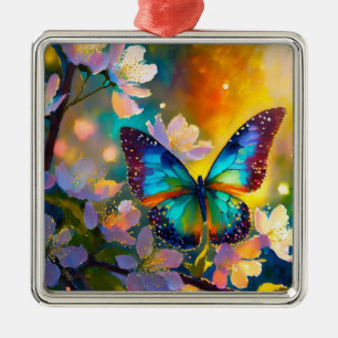 Kirschblüten-Fantasie-Sonnenaufgang-Schmetterling Ornament Aus Metall