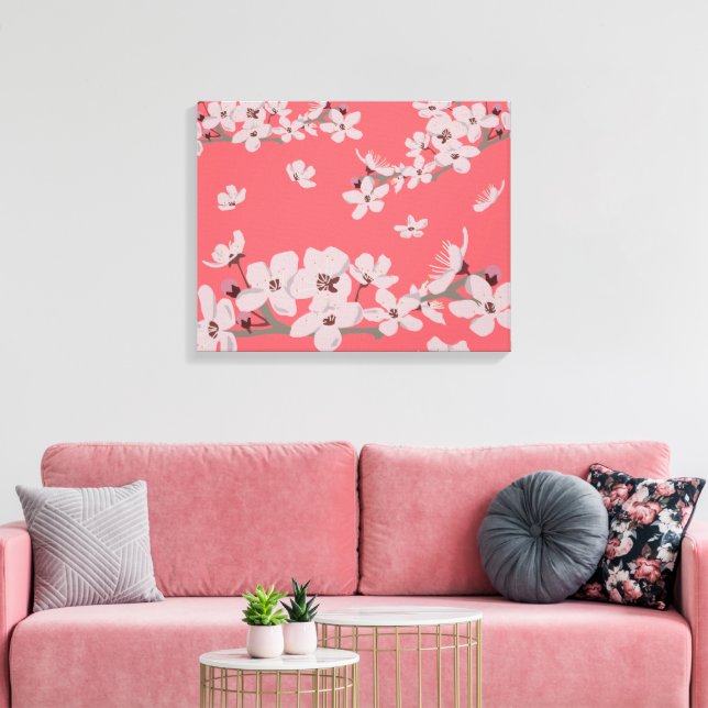 Kirschblüten Floating-Blume Leinwanddruck (Insitu (Wohnzimmer))