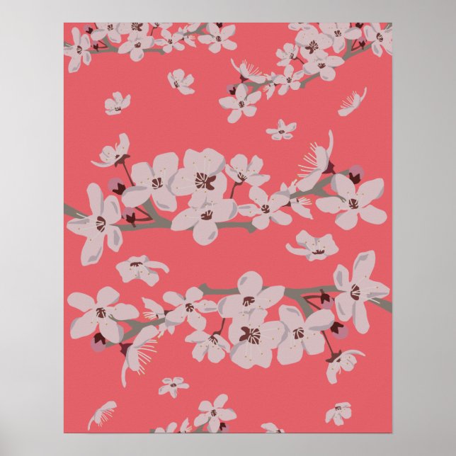 Kirschblüten Floating-Blume Poster (Vorne)