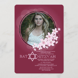 Kirschblüten-Foto-Schläger Mitzvah Einladung