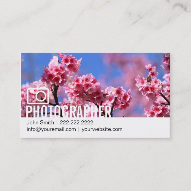 Kirschblüten-Fotografie-Visitenkarten Visitenkarte (Vorderseite)