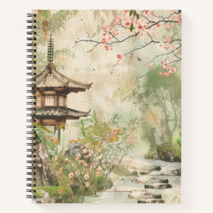 Kirschblüten-Gartenszene (4) Notizbuch