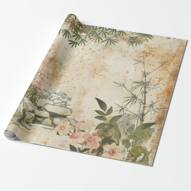 Kirschblüten-Gartenszene (8) Geschenkpapier (Ungerollt)