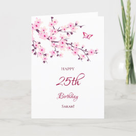 Kirschblüten glücklich Geburtstag Pink Weiß Karte