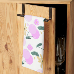 Kirschblüten-Grünzeug Gelb Rosa Herzen Muster Geschirrtuch