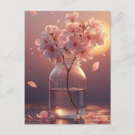 Kirschblüten-Grußkarte - Elegante handgezeichnete  Postkarte