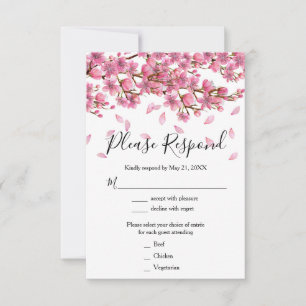 Kirschblüten-Hochzeit RSVP Karte