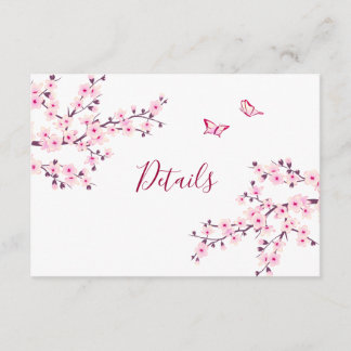 Kirschblüten-Hochzeitsdetails in Rosa und Weiß Begleitkarte