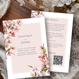 Kirschblüten-Hochzeitsdetails und Website Einladung