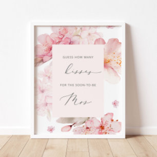 Kirschblüten Hochzeitsdusche-Spiel: Wie viele Küss Poster