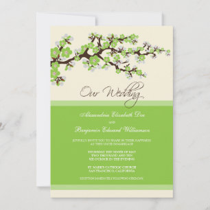 Kirschblüten-Hochzeitseinladung (grüner Apfel) Einladung