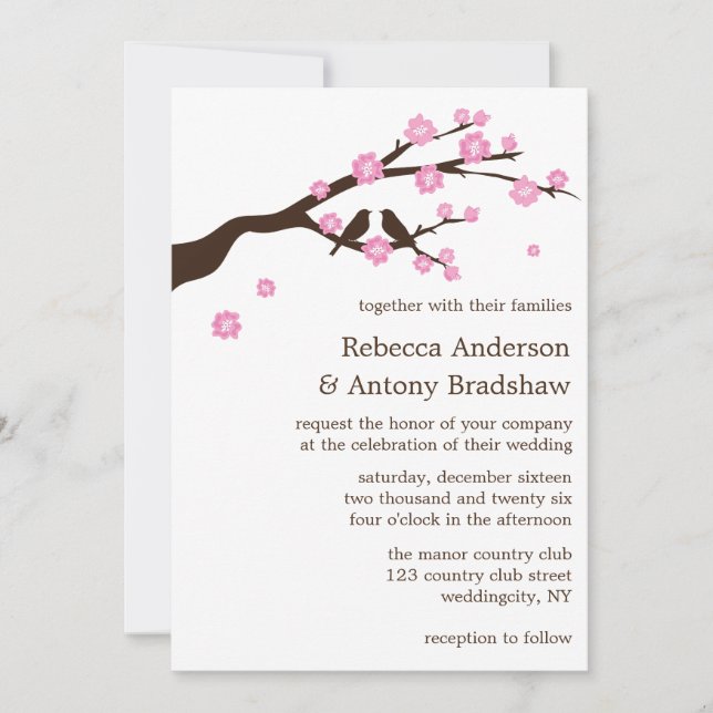 Kirschblüten Hochzeitseinladungen Einladung (Vorderseite)