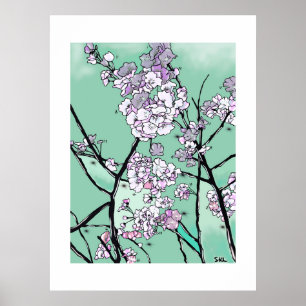 Kirschblüten im Wind – Minimale Florale Kunst Poster