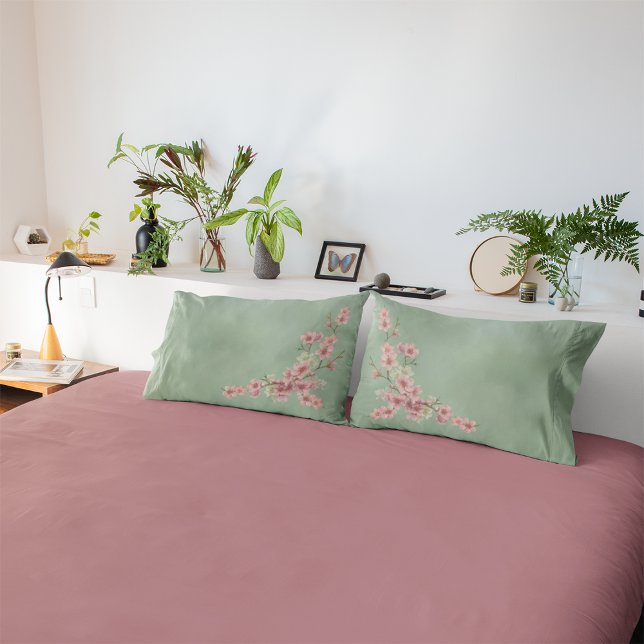 Kirschblüten in rosa und Aquamarin Kissenbezug (Von Creator hochgeladen)
