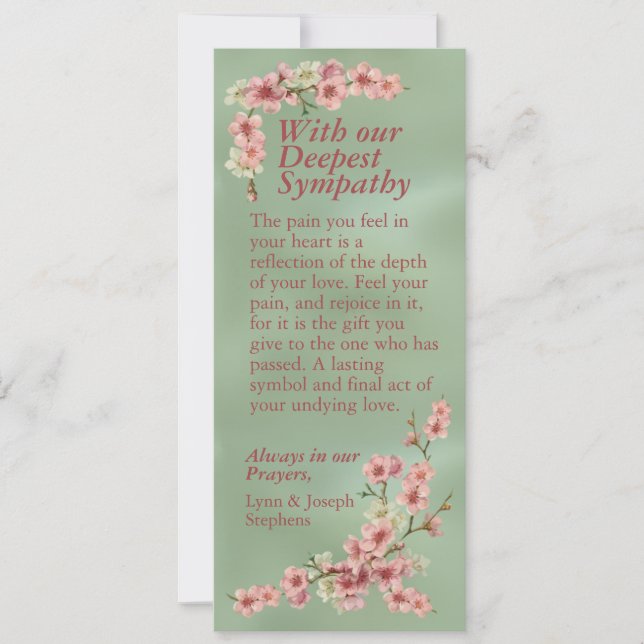 Kirschblüten in rosa und Aquamarine Sympathiekarte Ankündigung (Vorderseite)