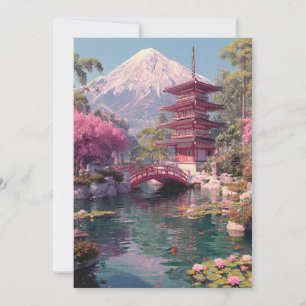 Kirschblüten-Japanische elegante goldene Hochzeits Einladung
