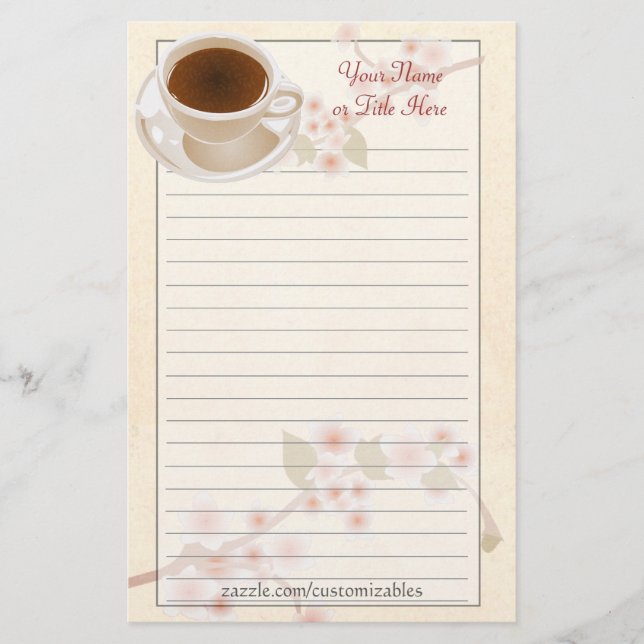 Kirschblüten-Kaffee-Briefpapier Briefpapier (Vorderseite)