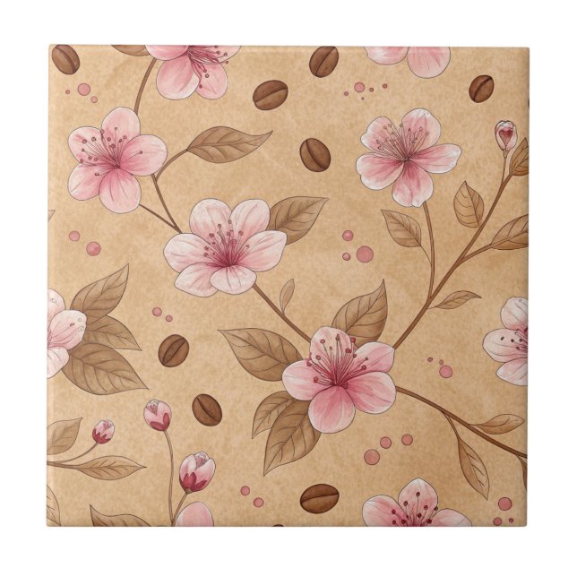 Kirschblüten-Kaffeebecher-Cozy-Muster (5) Fliese (Vorderseite)