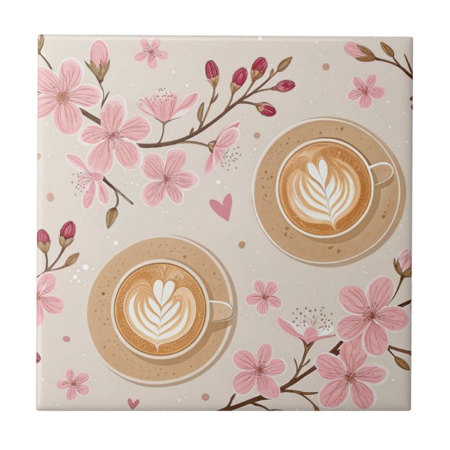 Kirschblüten-Kaffeebecher-Cozy-Muster (7) Fliese (Vorderseite)