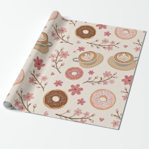 Kirschblüten-Kaffeekissen-Muster (3) Geschenkpapier