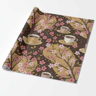 Kirschblüten-Kaffeekissen-Muster (8) Geschenkpapier