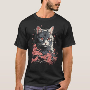 Kirschblüten-Katze Japanisches Haustierliebhaber-D T-Shirt