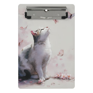 Kirschblüten-Katze und Schmetterlinge (13) Mini Klemmbrett