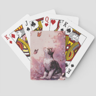 Kirschblüten-Katze und Schmetterlinge (2) Spielkarten