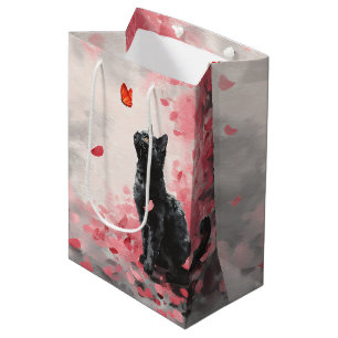 Kirschblüten-Katze und Schmetterlinge (3) Mittlere Geschenktüte