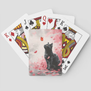 Kirschblüten-Katze und Schmetterlinge (3) Spielkarten