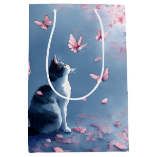 Kirschblüten-Katze und Schmetterlinge (4) Mittlere Geschenktüte