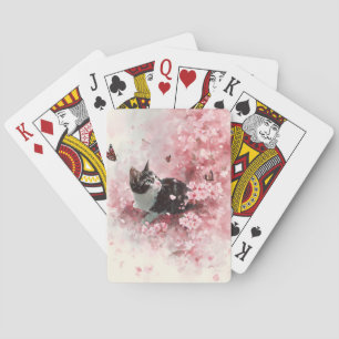 Kirschblüten-Katze und Schmetterlinge (8) Spielkarten