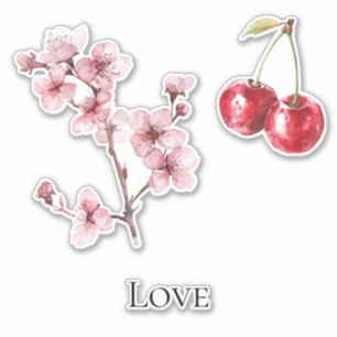 Kirschblüten-Kirschen Liebe Aufkleber