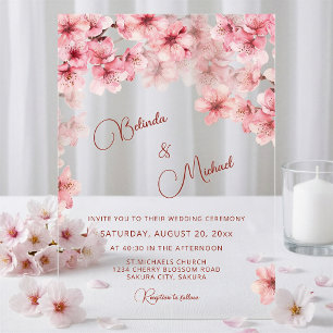 Kirschblüten Klare Hochzeit Acryleinladungen