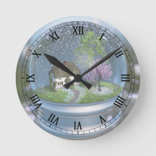 Kirschblüten-Kugel-Uhr Runde Wanduhr