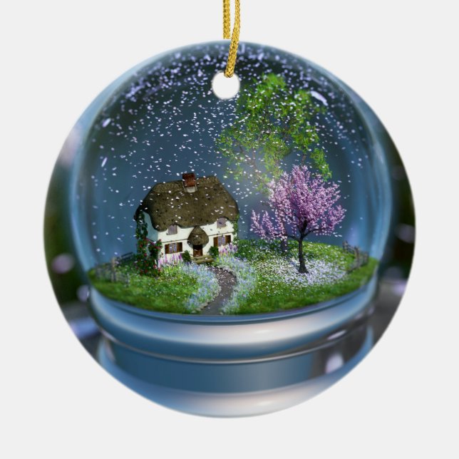 Kirschblüten-Kugel-Verzierung Keramik Ornament (Vorne)