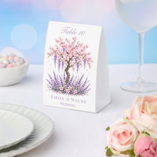 Kirschblüten-Lavendel-Baum-Hochzeit Tischaufsteller