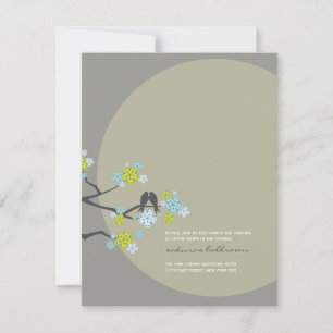 Kirschblüten Liebesvögel Hochzeitsempfangskarte Einladung